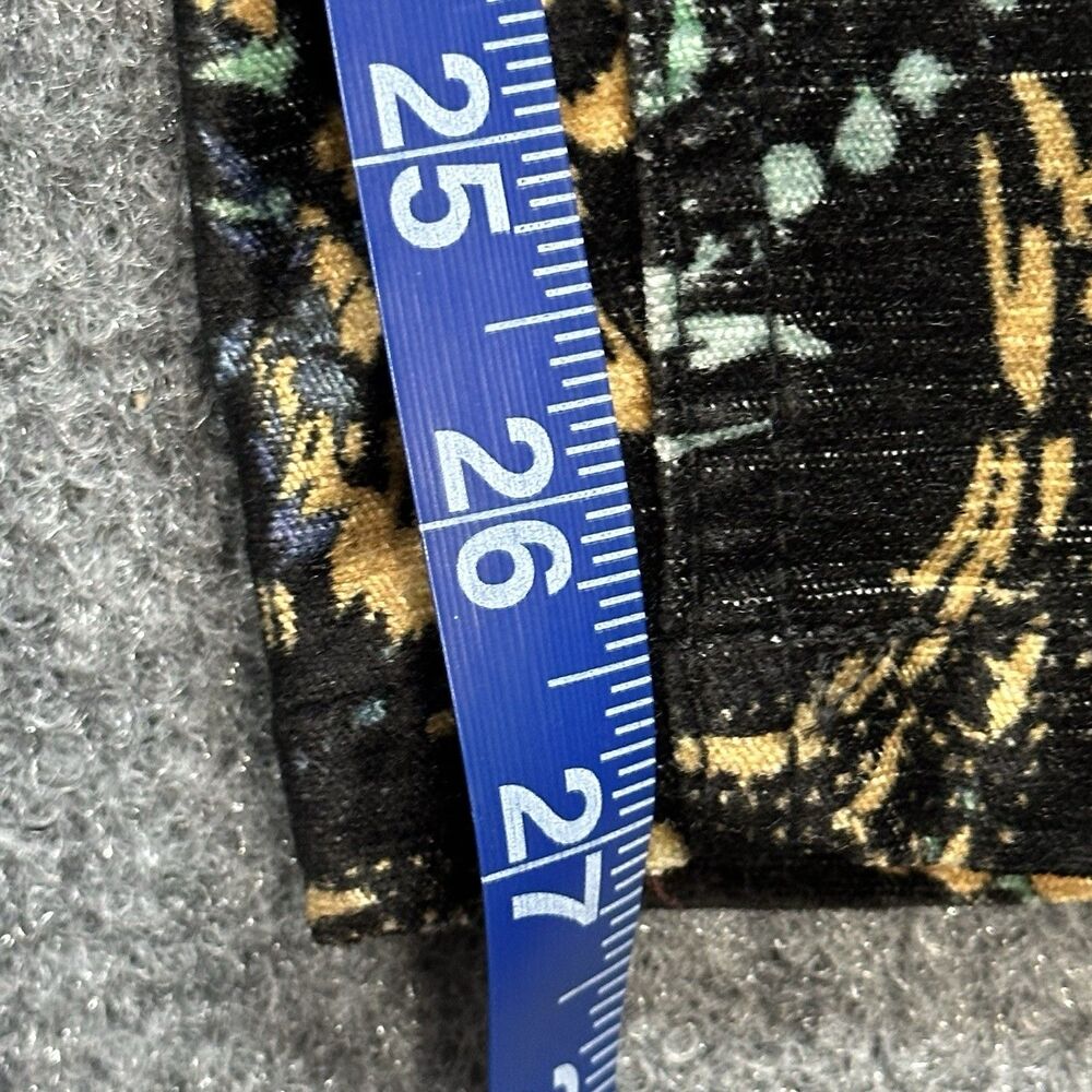 Free People Velvet Skinny Pant 12 Black Floral Print Retro Zip Pockets Mid Rise - Picture 12 of 14